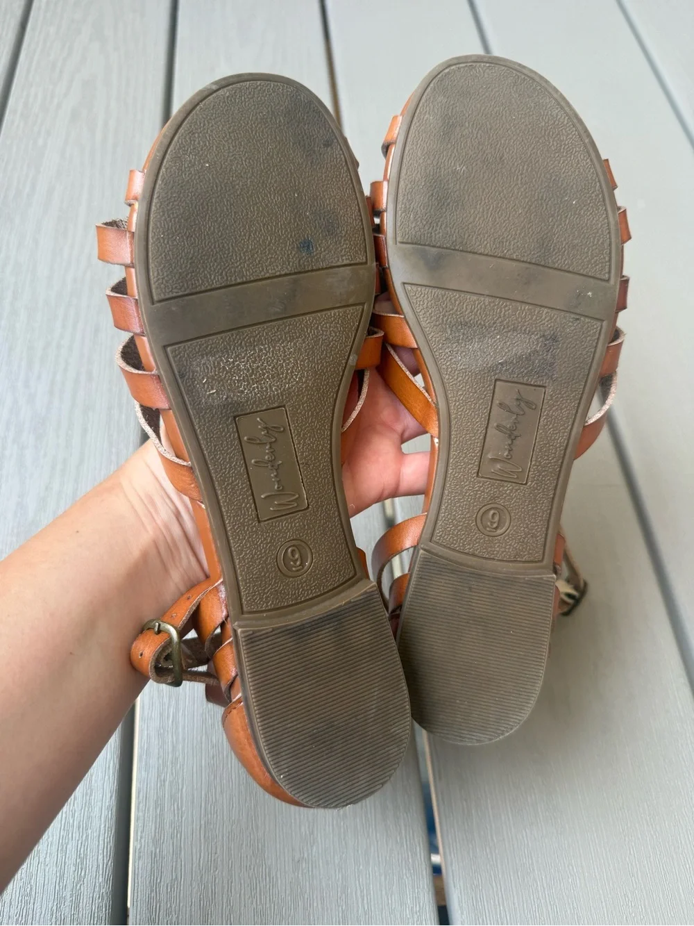 Wonderly Brown Woven Fisherman Ankle-Strap Sandals Women’s Size 9